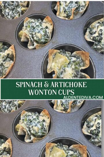 spinach and artichoke wonton cups