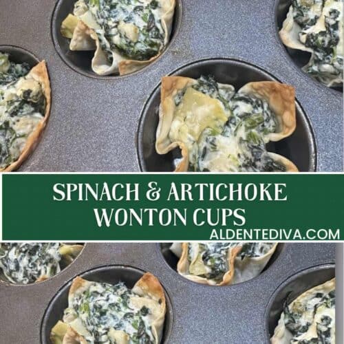 spinach and artichoke wonton cups
