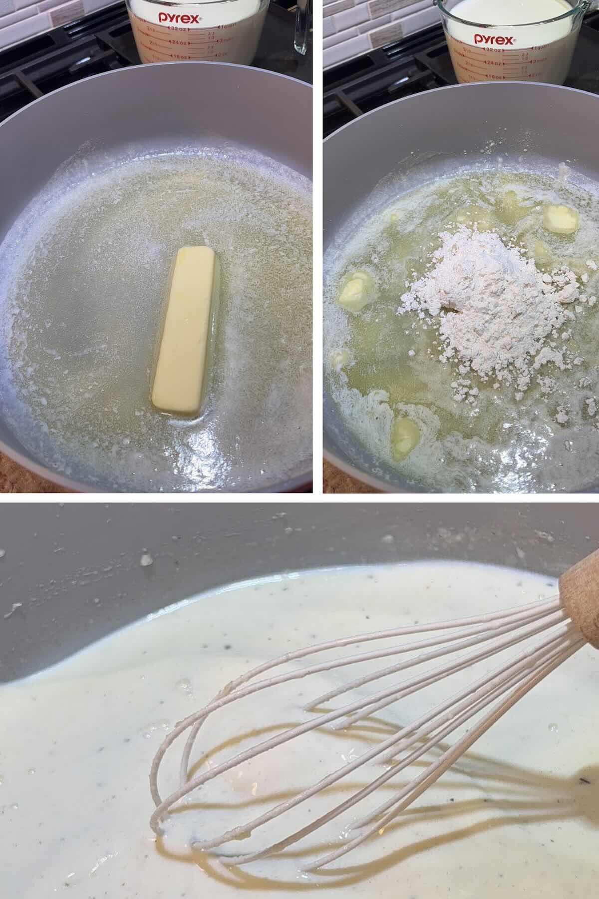melted butter and flour whisked together with milk
