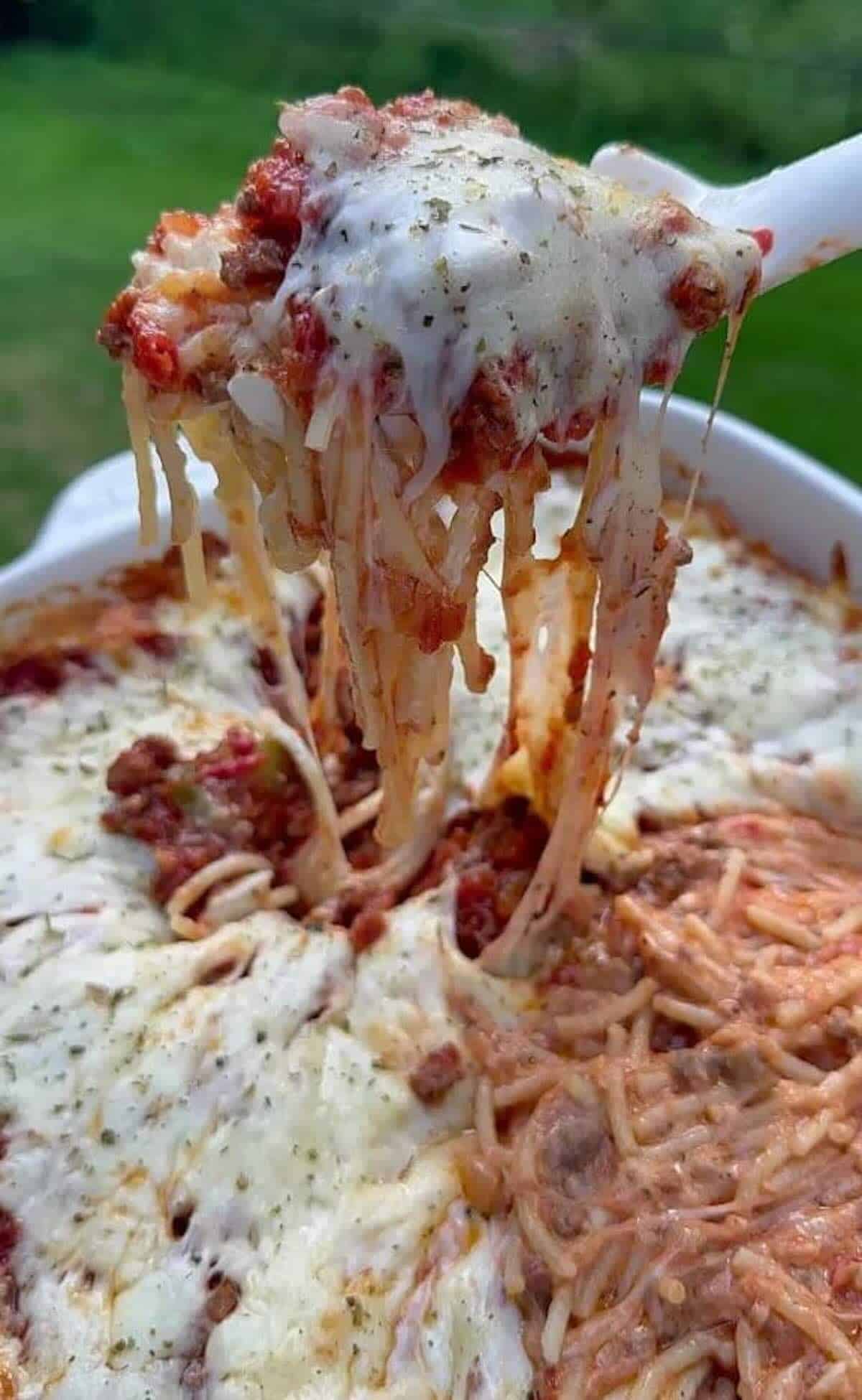 finished million dollar spaghetti casserole