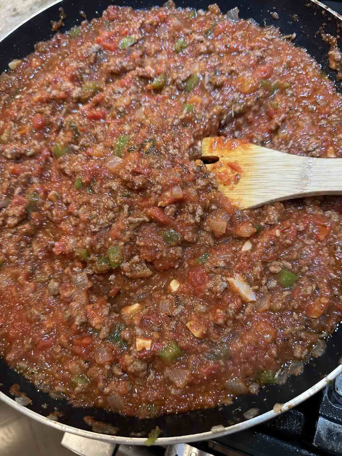meat sauce in skillet