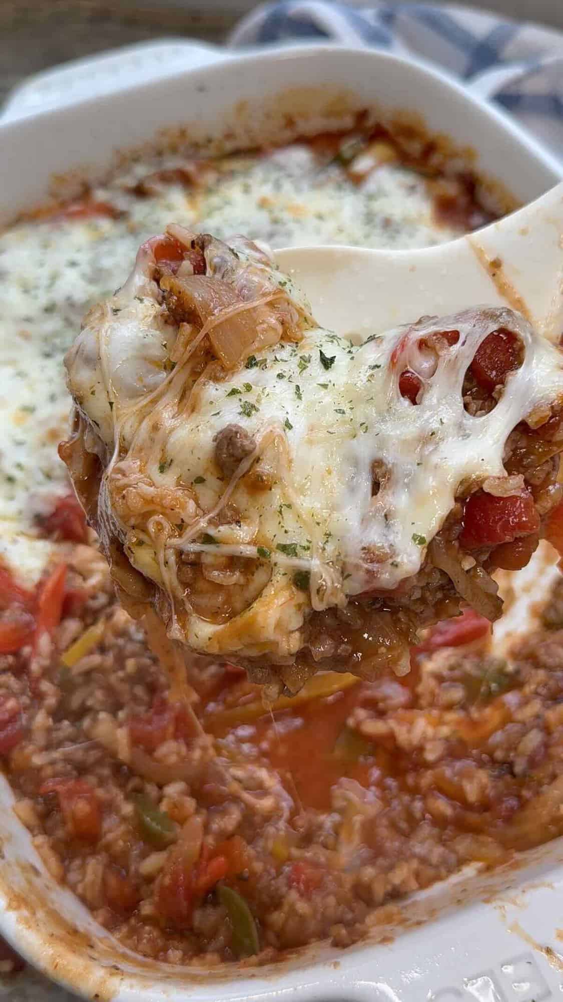 finished baked stuffed pepper casserole