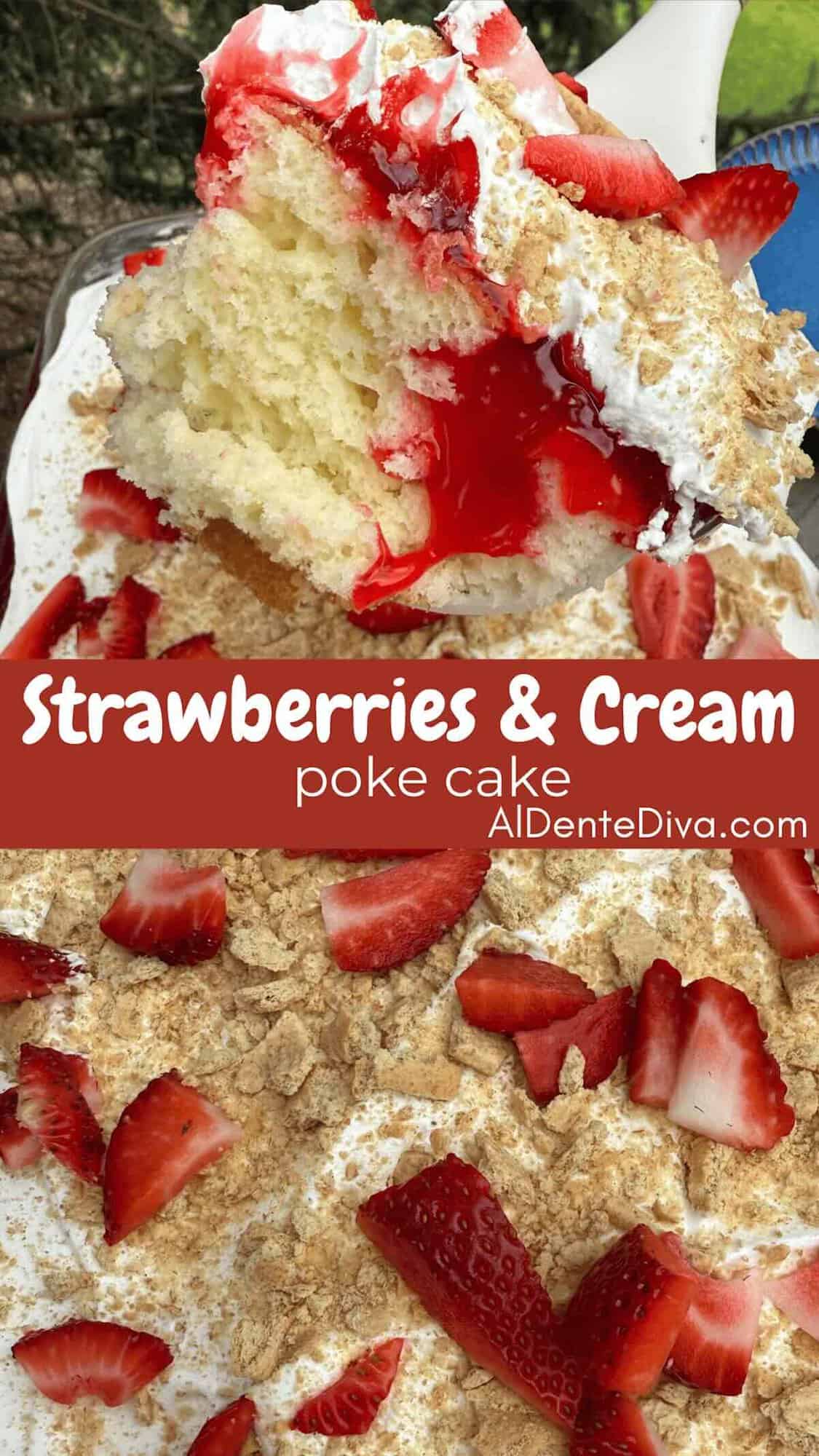 strawberries and cream poke cake