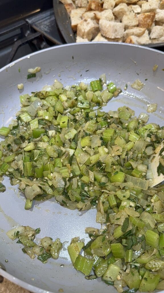 sauteed garlic, onion, celery for sutffing