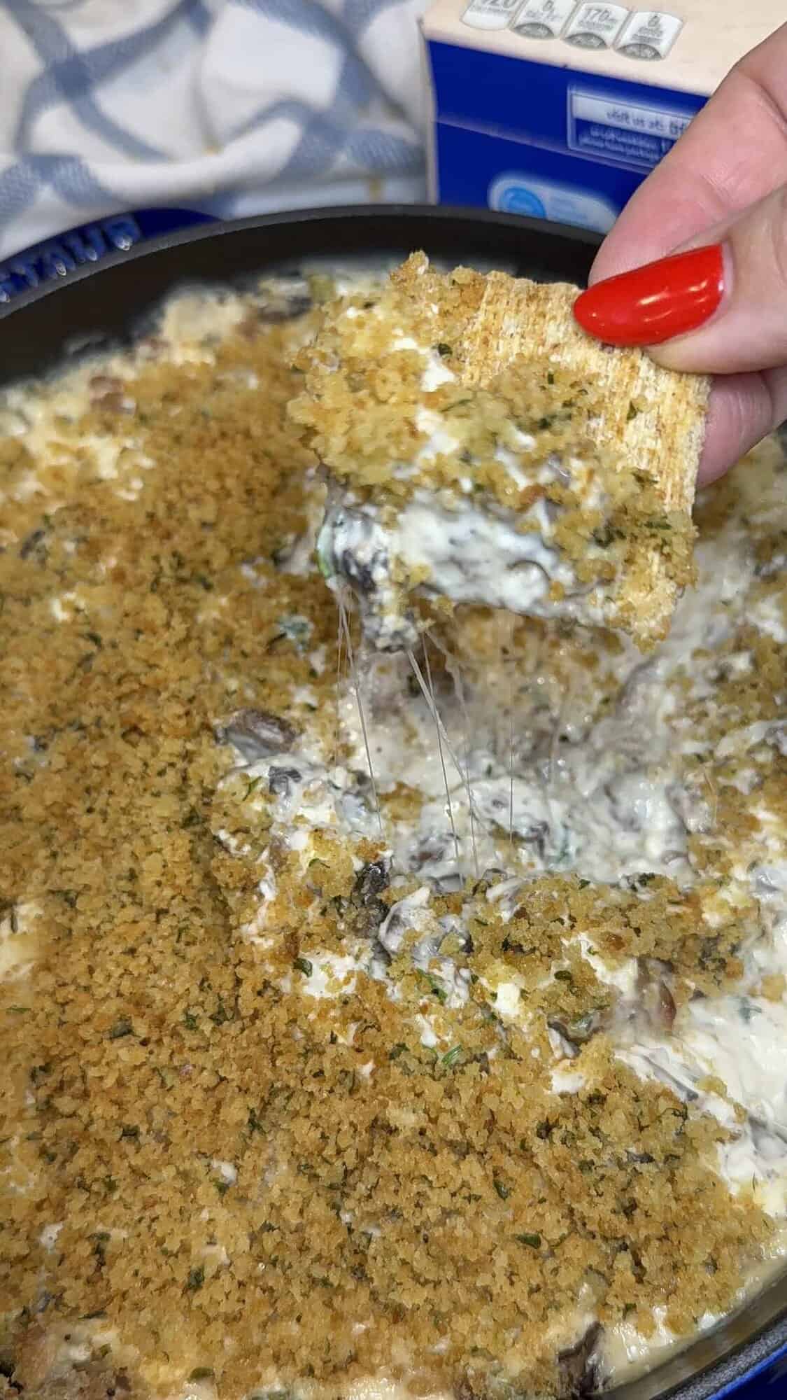 finished stuffed mushroom dip