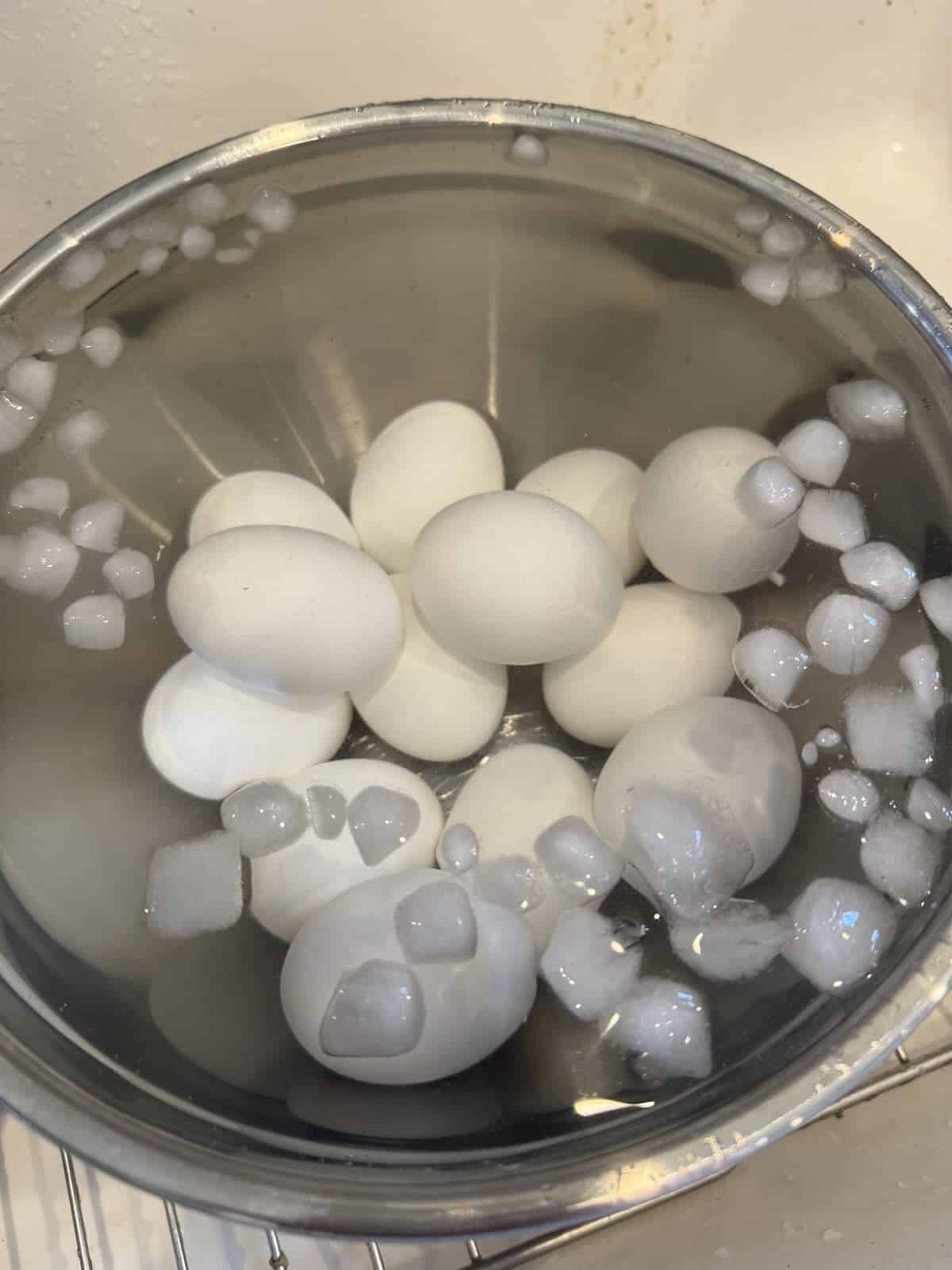 eggs in an ice bath