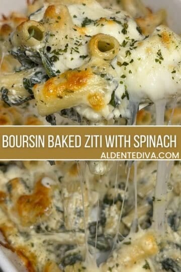 boursin baked ziti with spinach