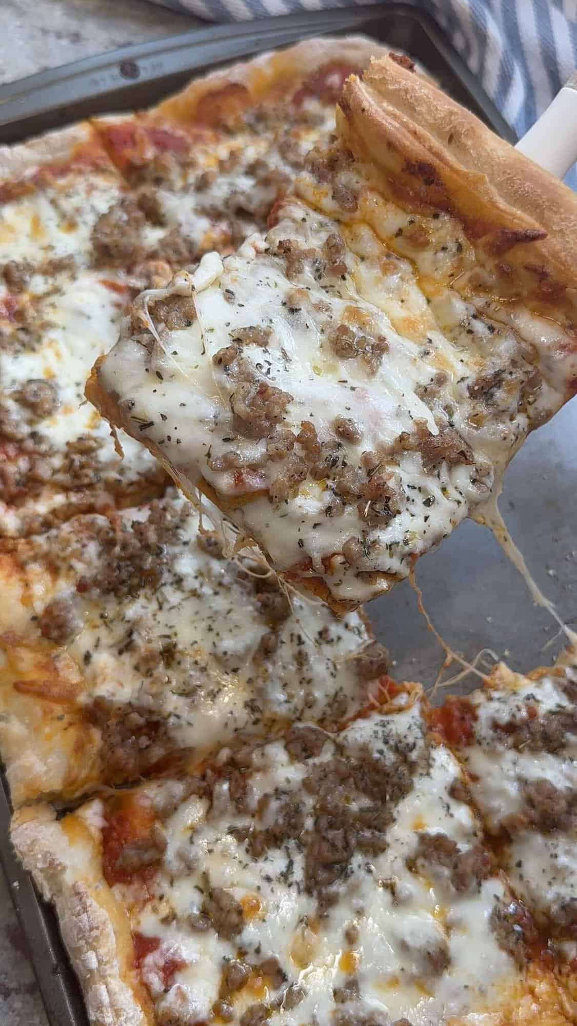 cooked old school cafeteria pizza