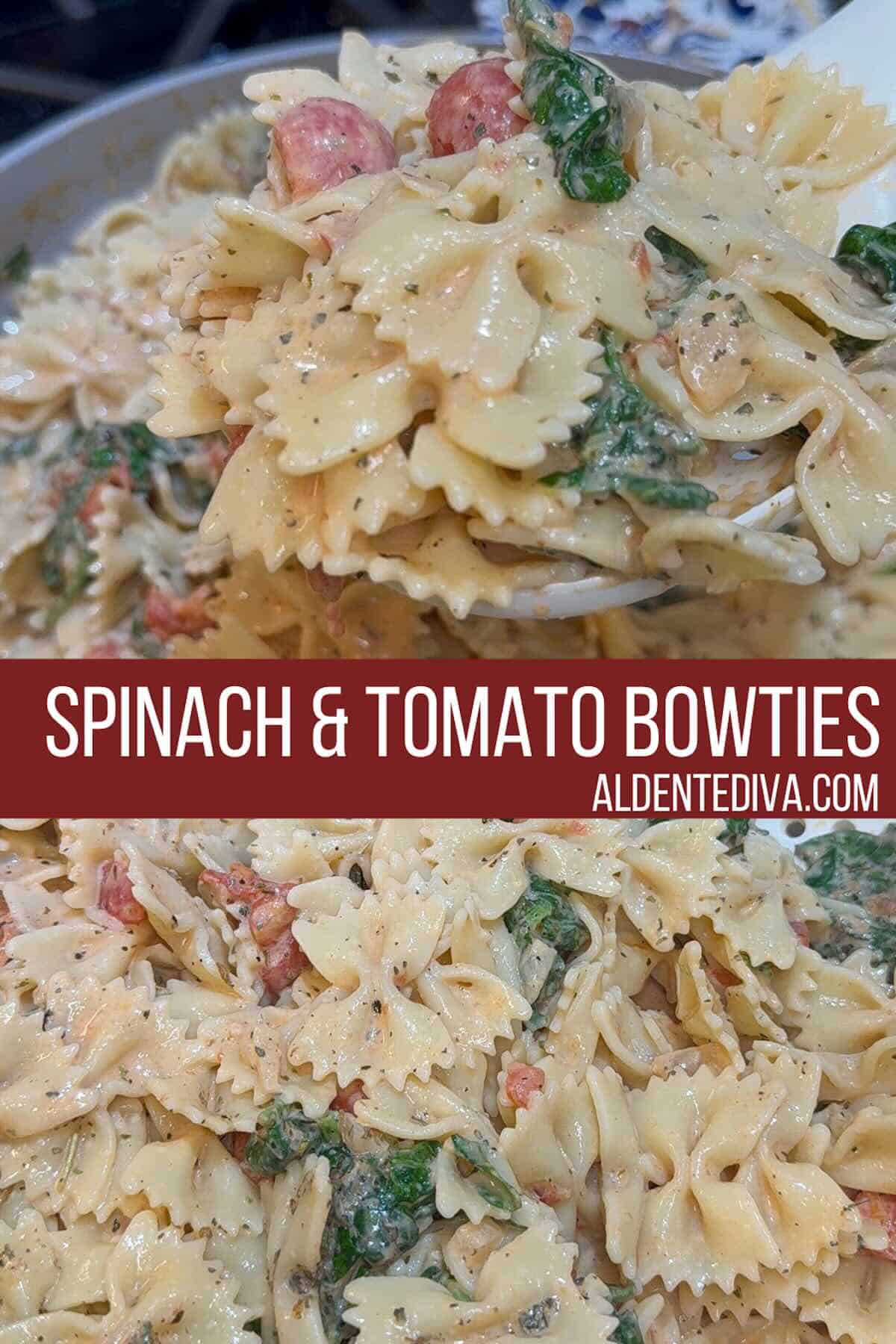 creamy spinach and tomato bowties cover