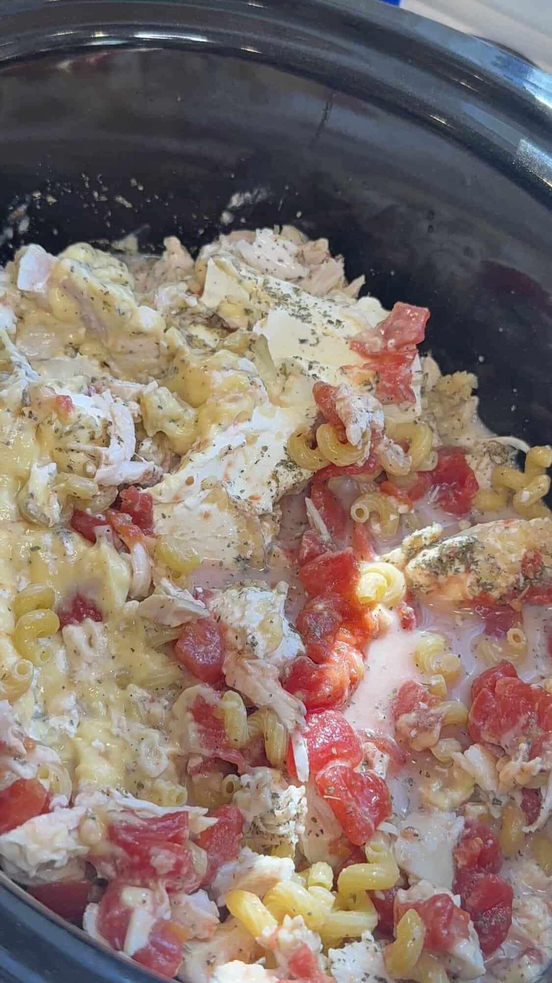 crockpot creamy chicken rotini in the crockpot