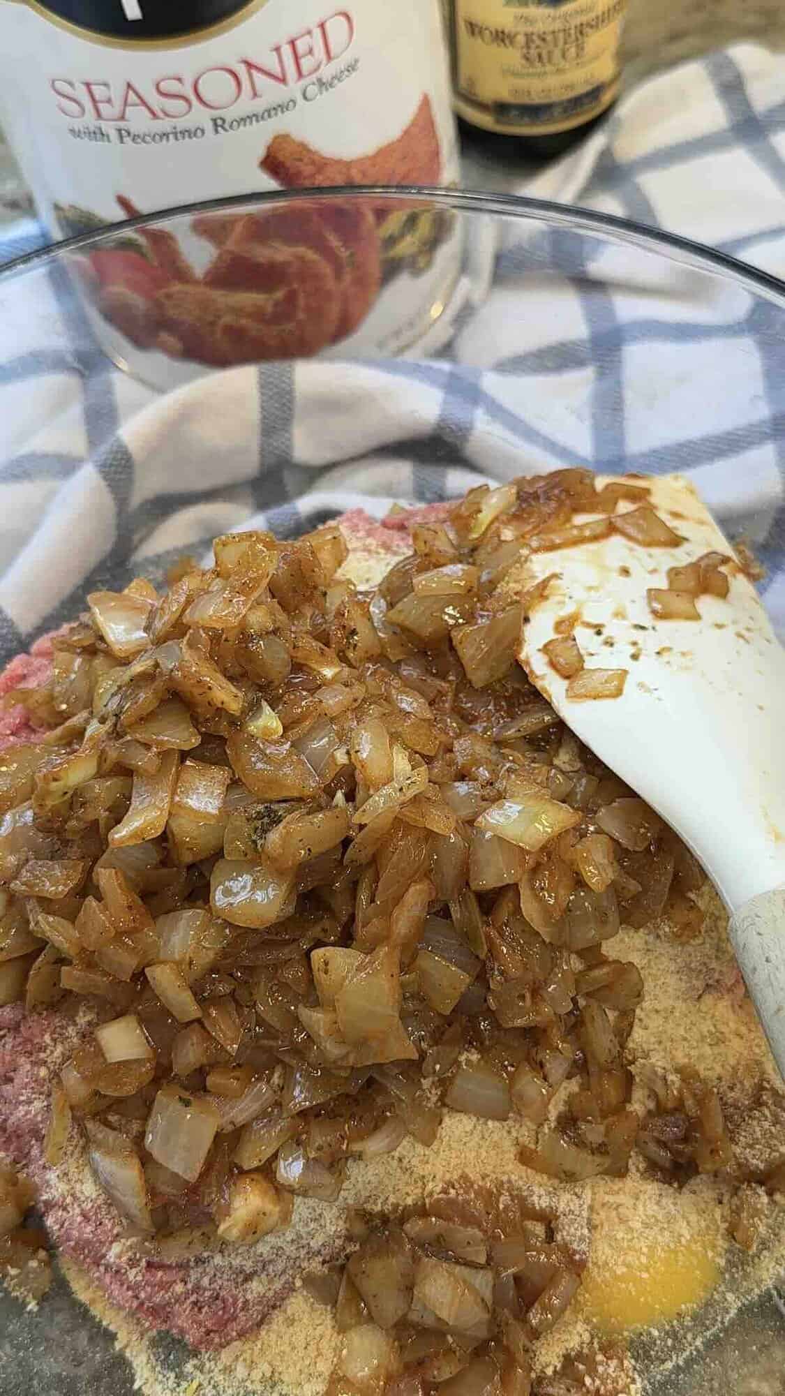 Ina Garten's meatoaf mixture in a bowl