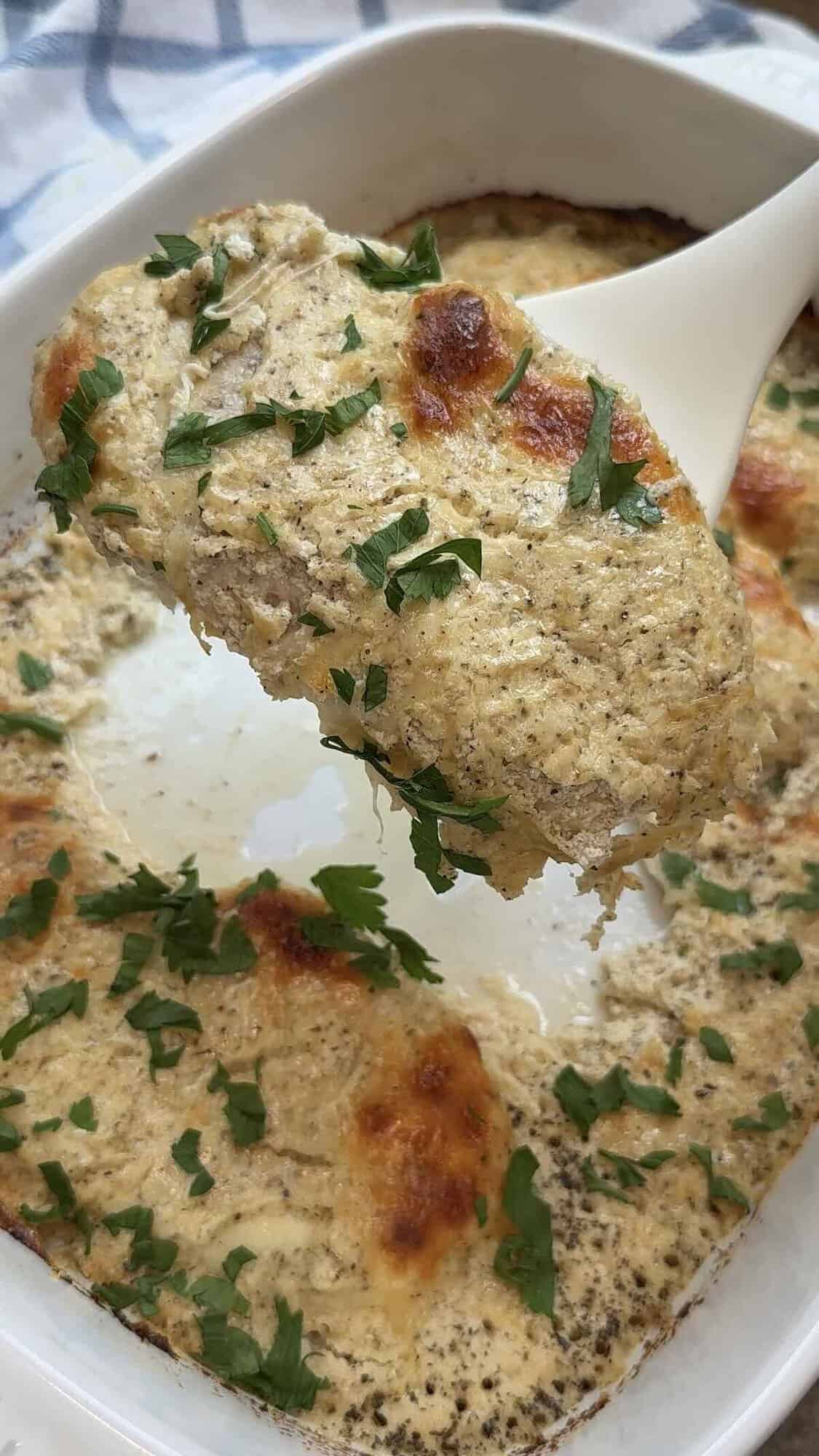 finished cheesy sour cream chicken