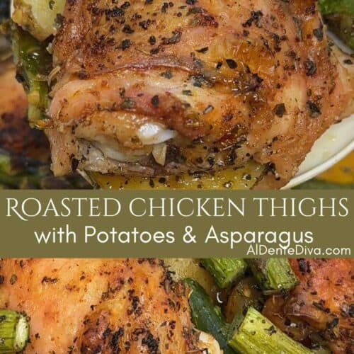 roasted chicken thighs with potatoes and asparagus