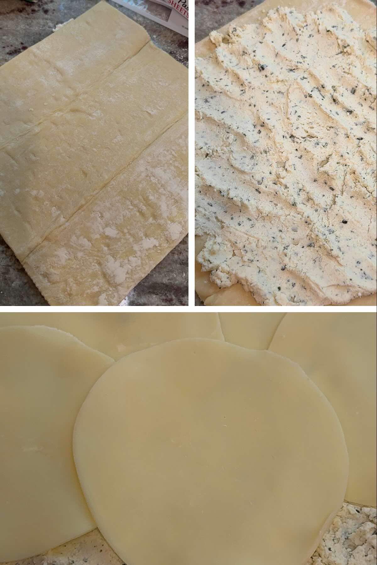 puff pastry, boursin cheese and provolone