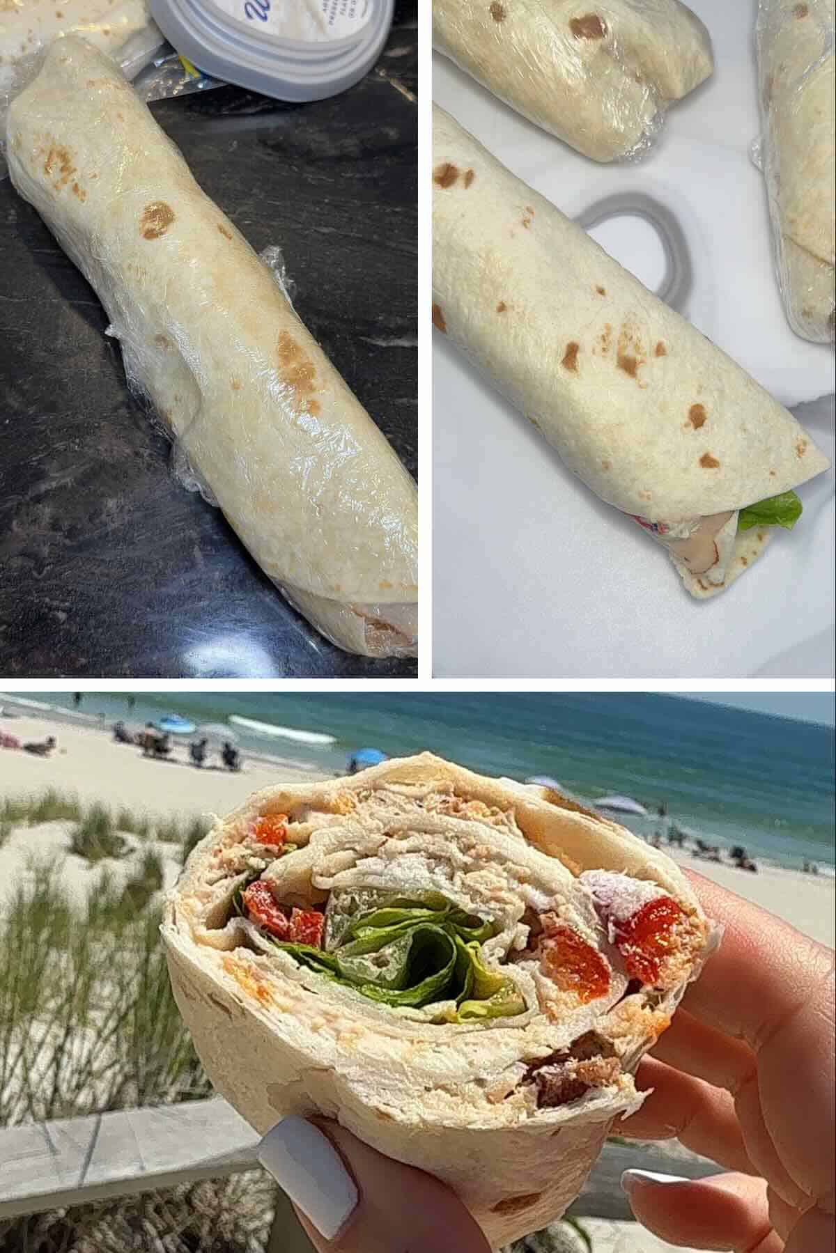 finished turkey club wraps