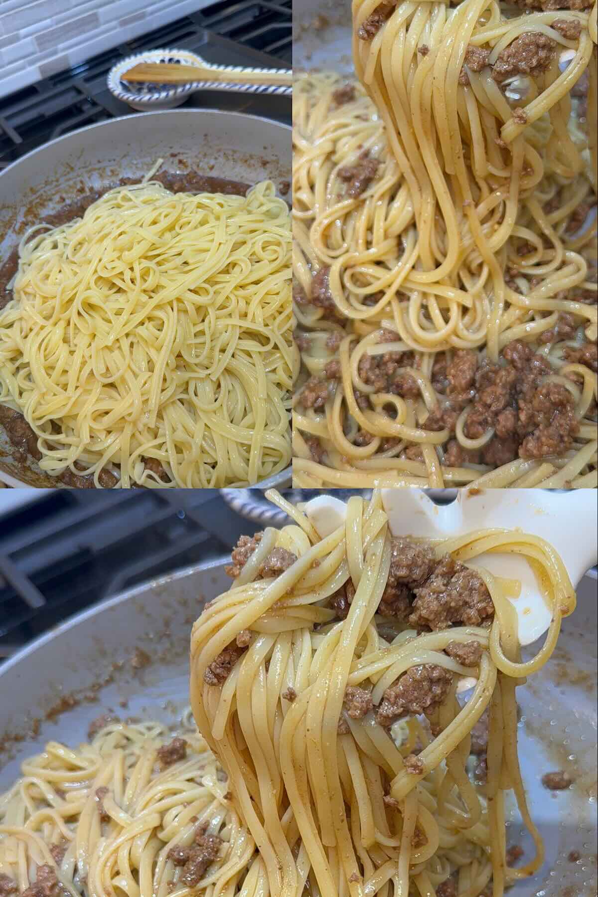 finished mongolian beef and noodles