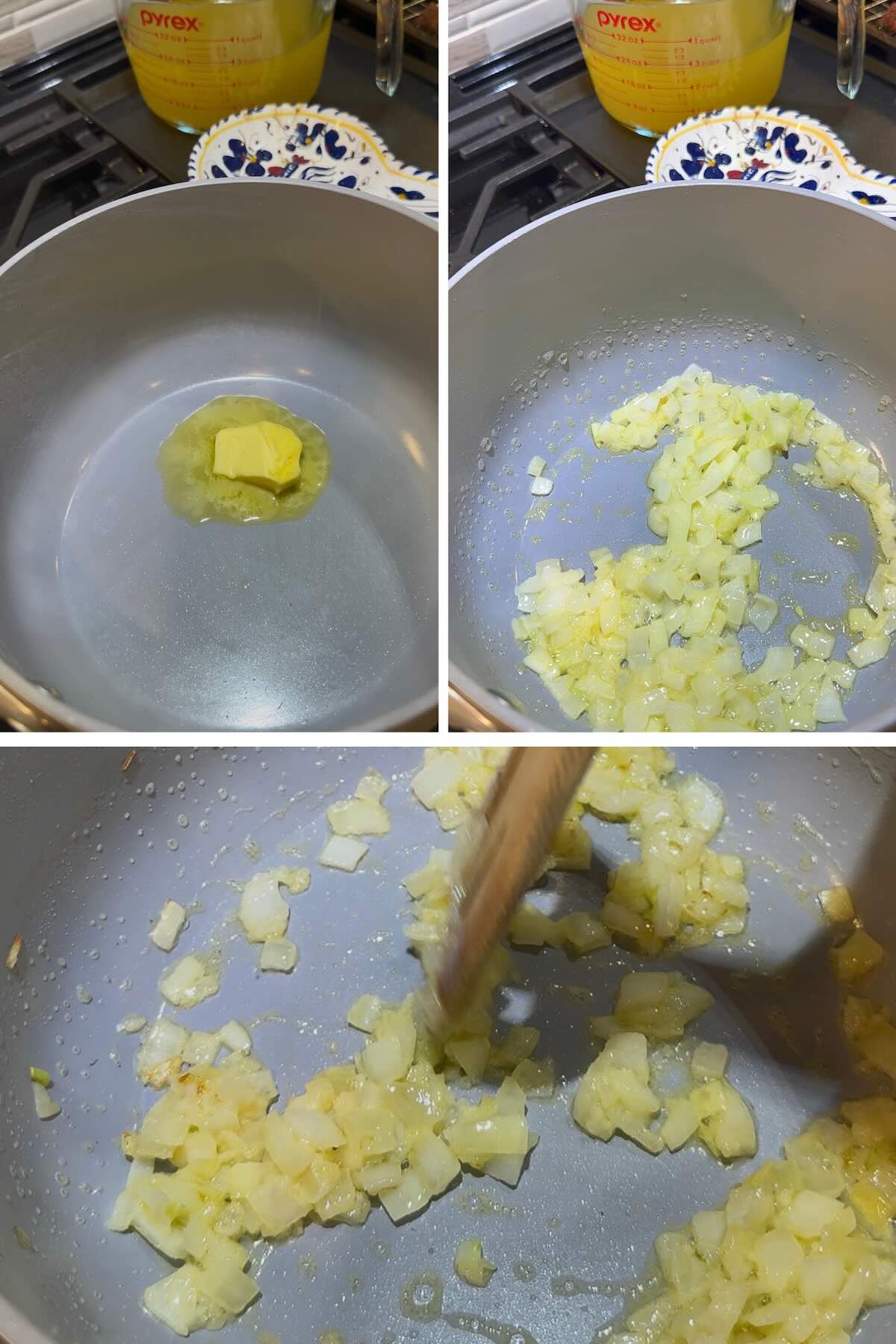 onion and garlic simmering in butter