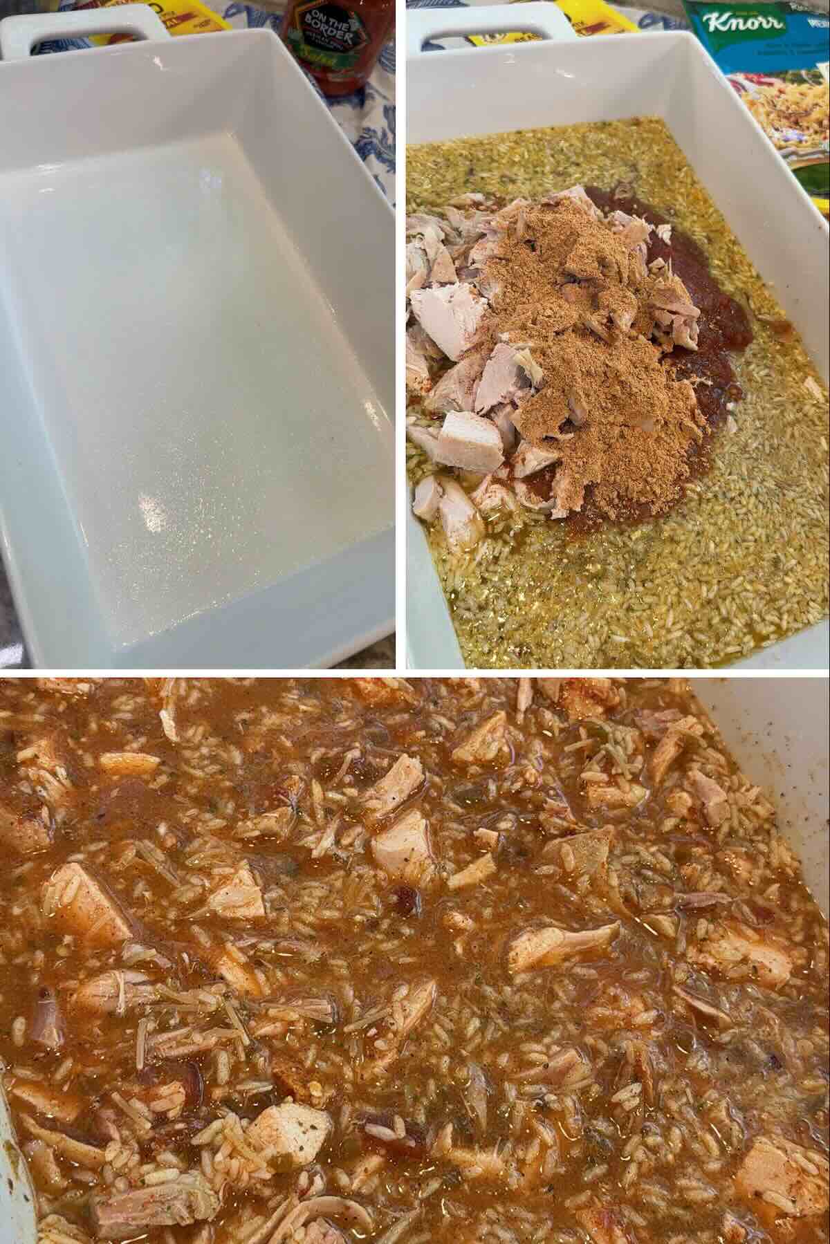 all the swim queso ingredients in baking dish and stirred together.