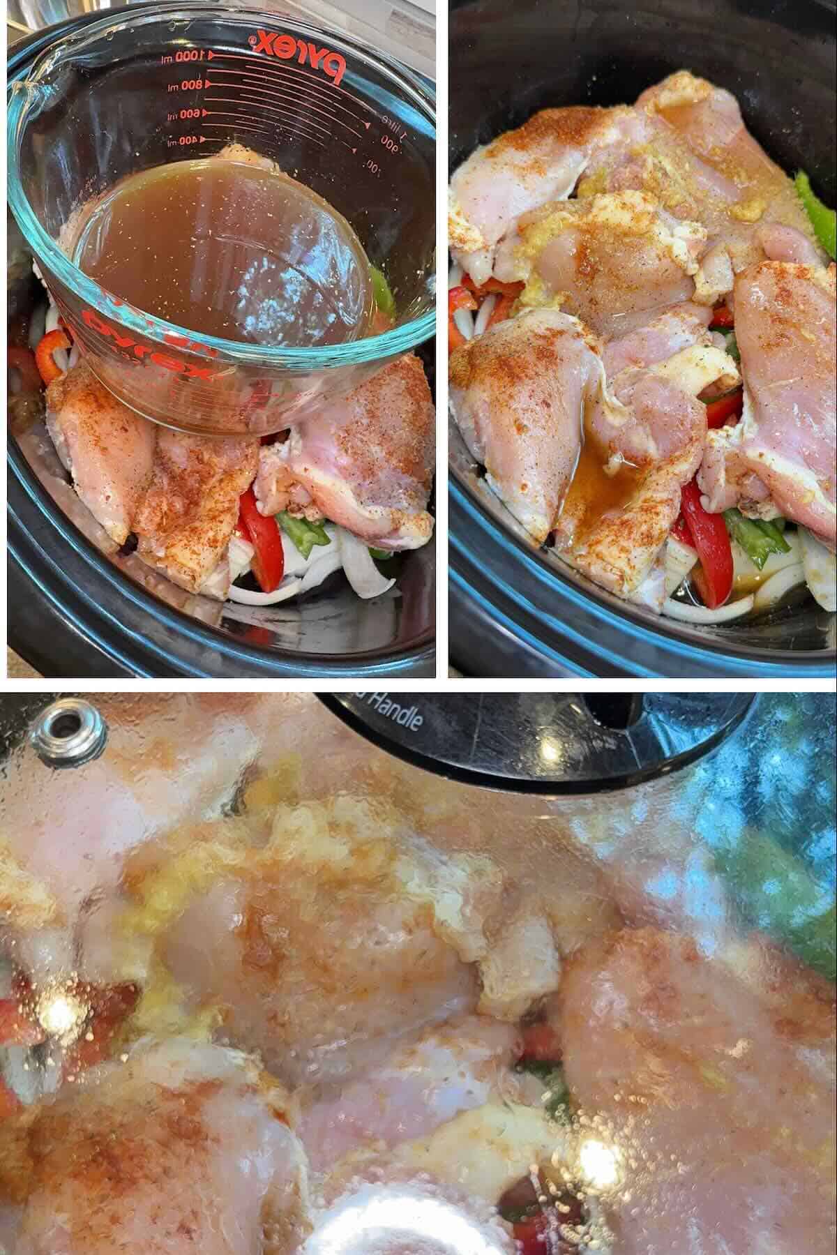 sauce mixed together in a bowl and poured over the chicken thighs