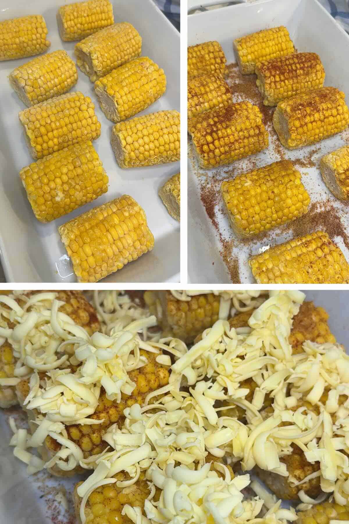 frozen corn on the cob seasoned and topped with grated butter