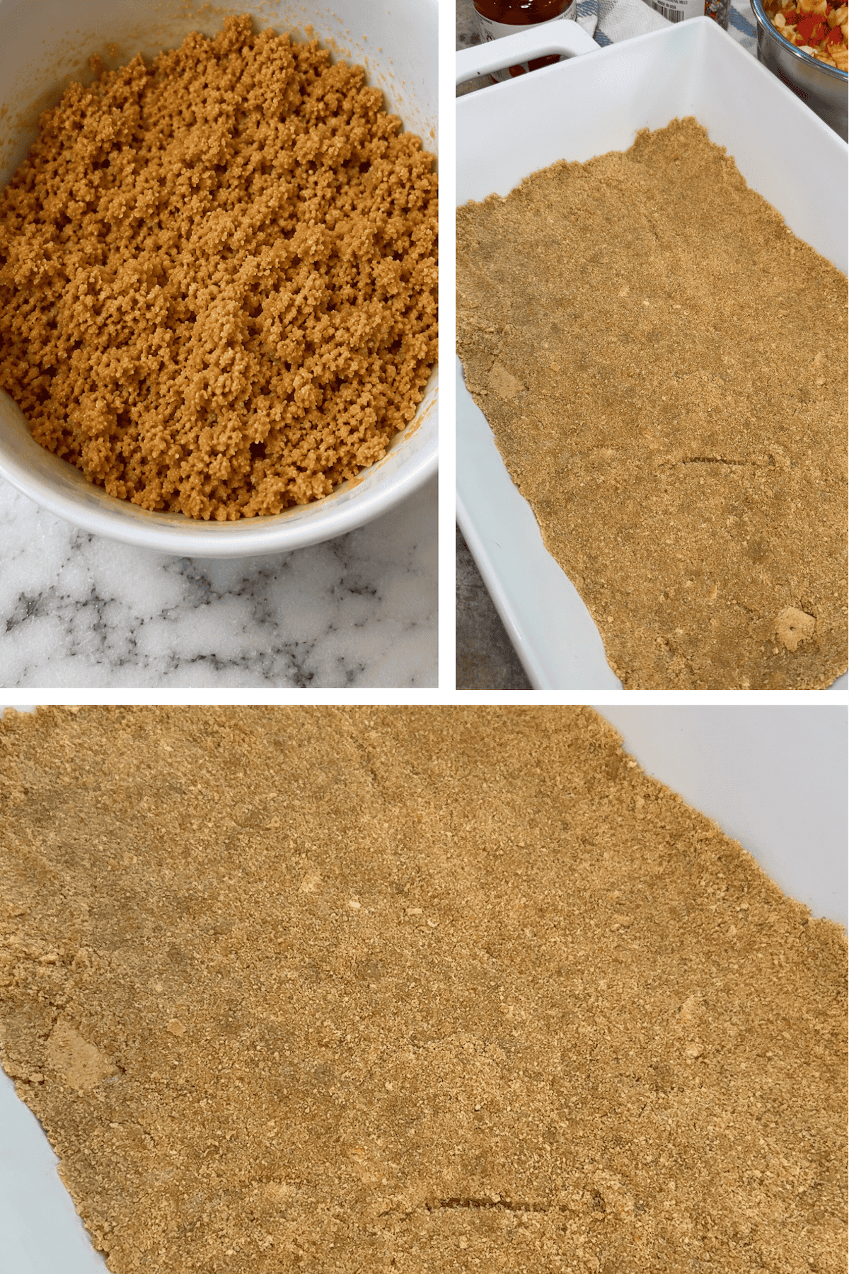 graham cracker crust in baking dish