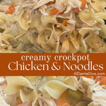 creamy crockpot chicken and noodles cover