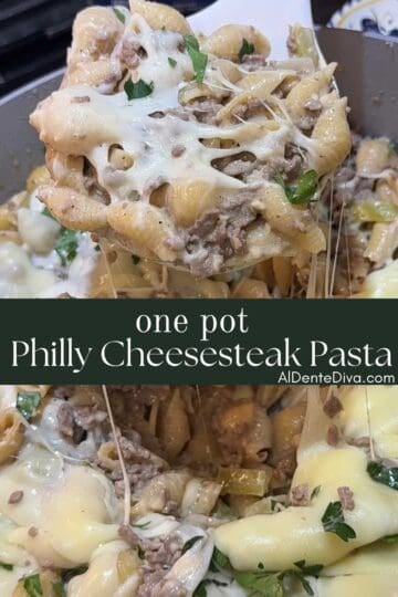 one pot philly cheesesteak pasta