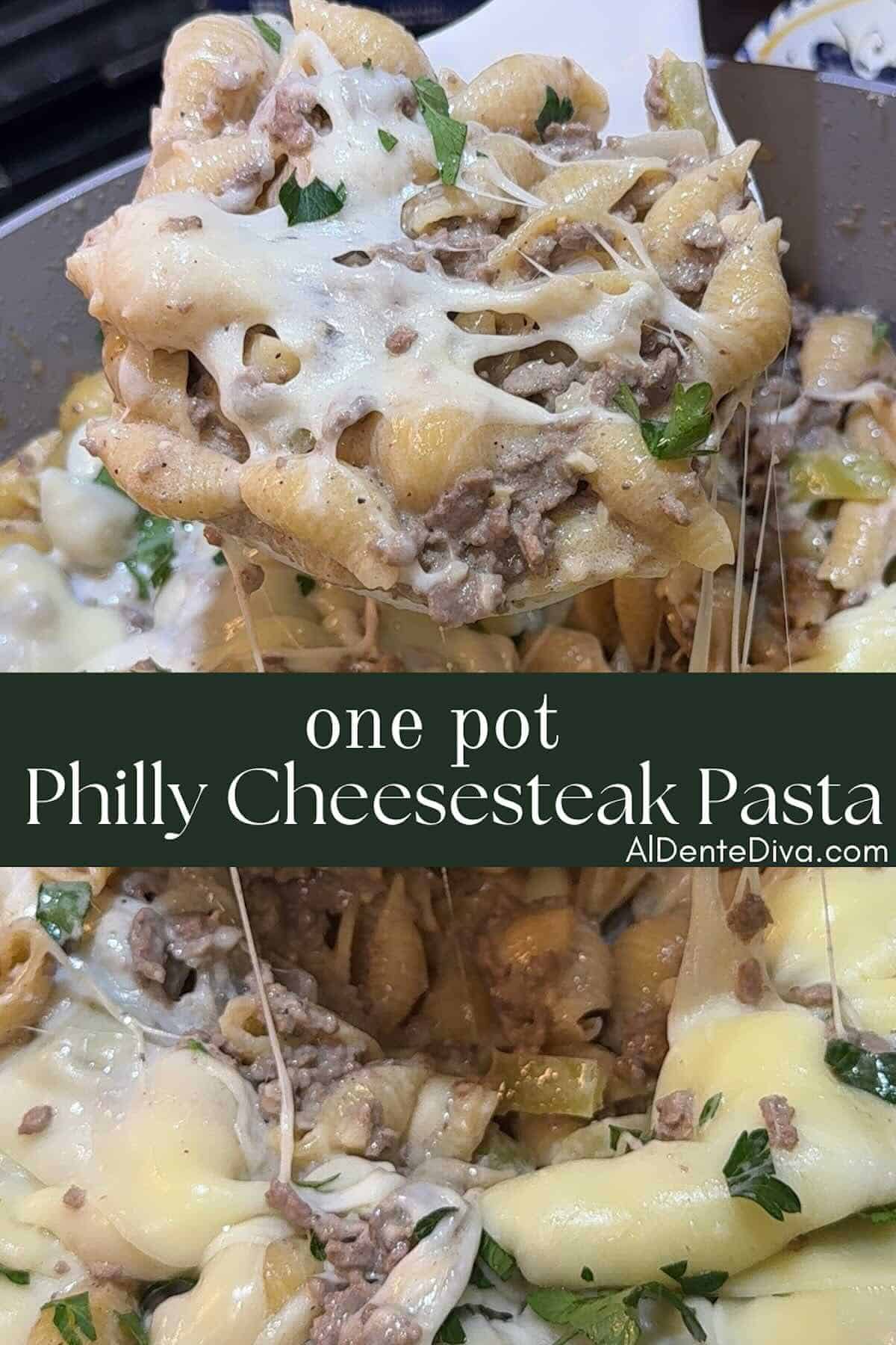 one pot philly cheesesteak pasta