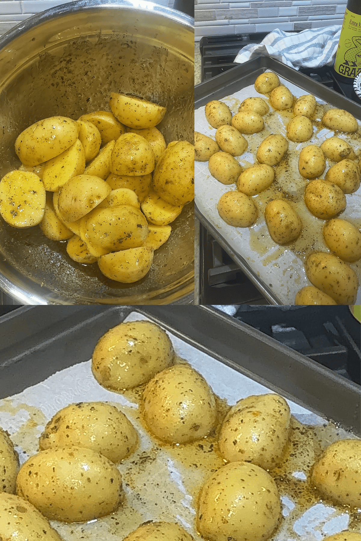 potatoes on sheet pan getting roased