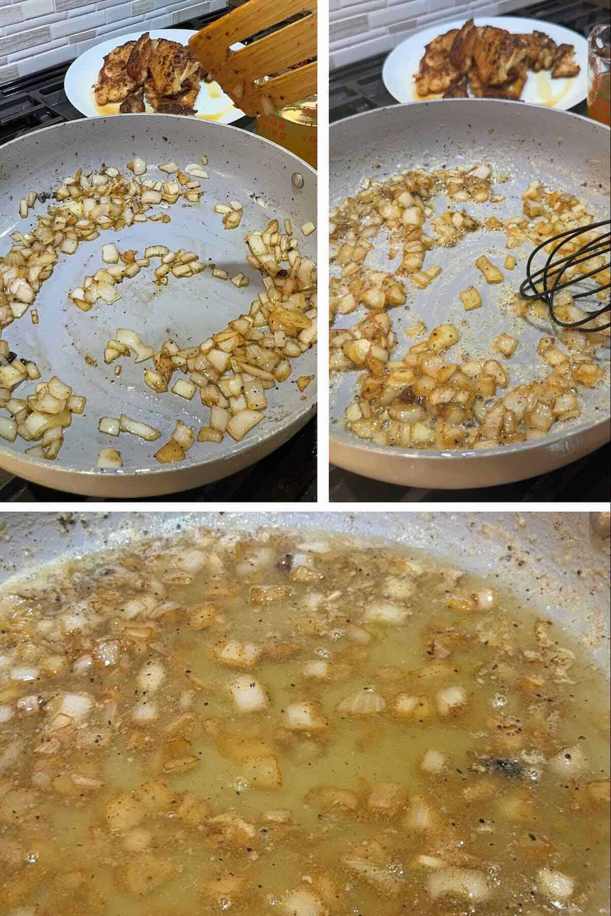 onion sauteed in butter and four