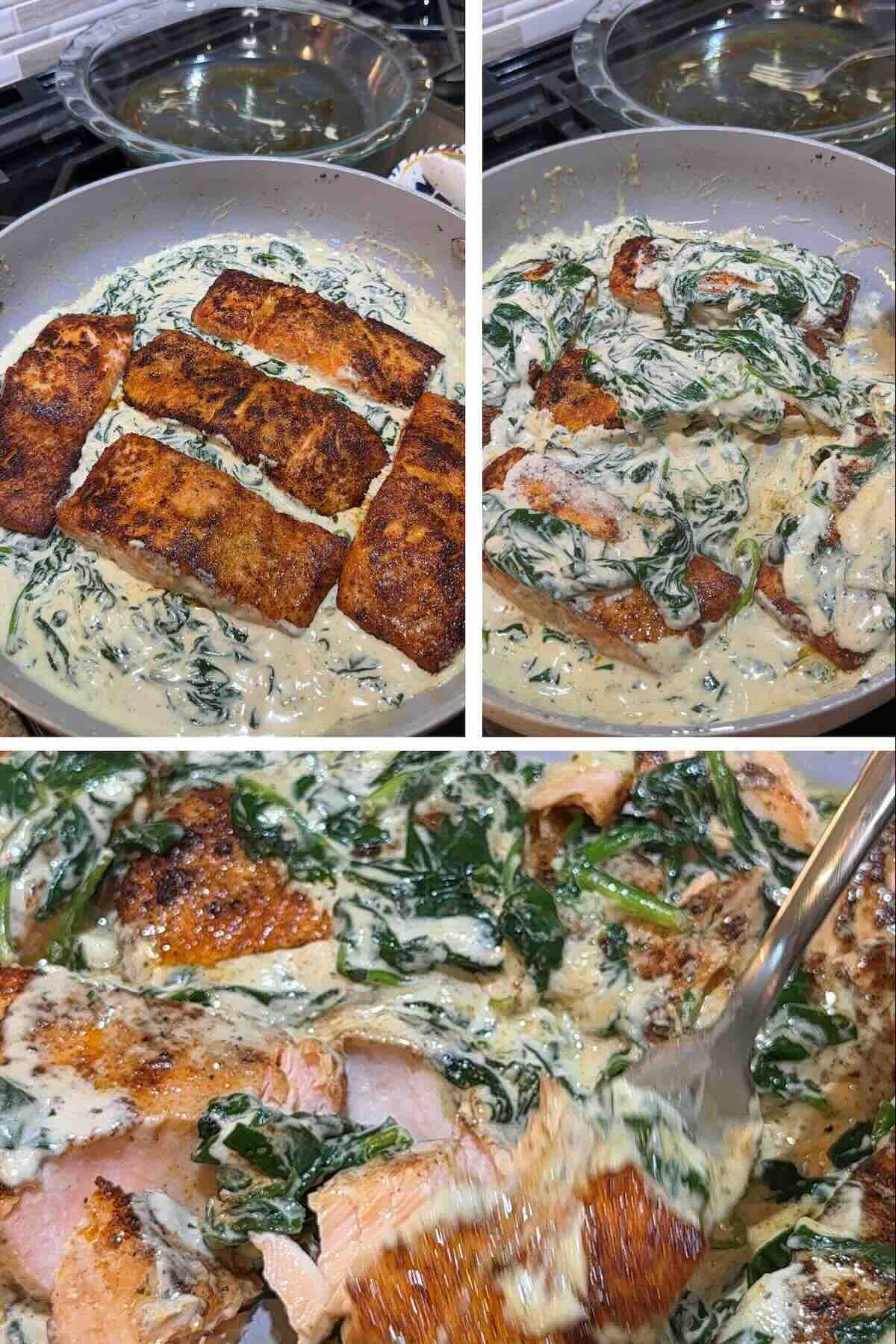 salmon in the boursin salmon with spinach sauce