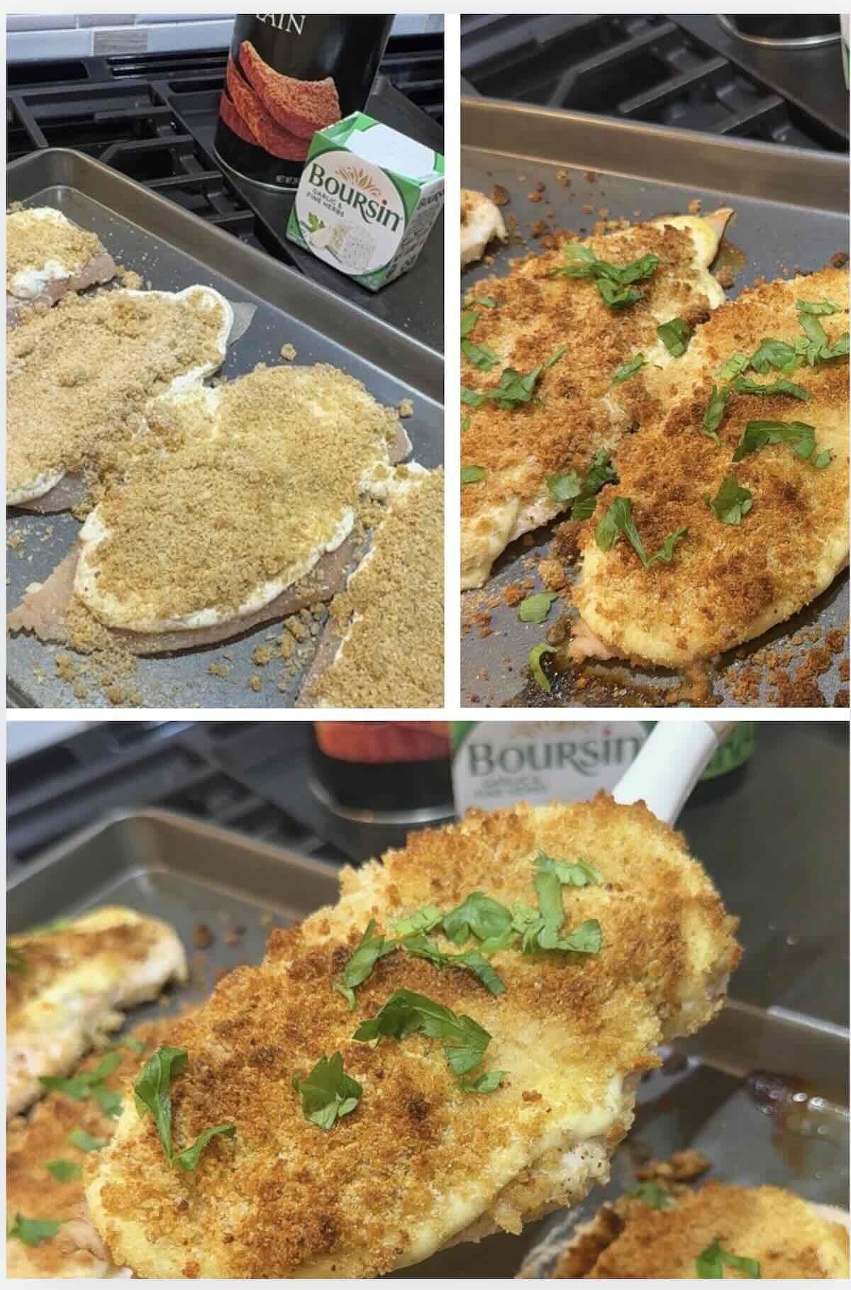 chicken breast with boursin and breadcrumbs baked