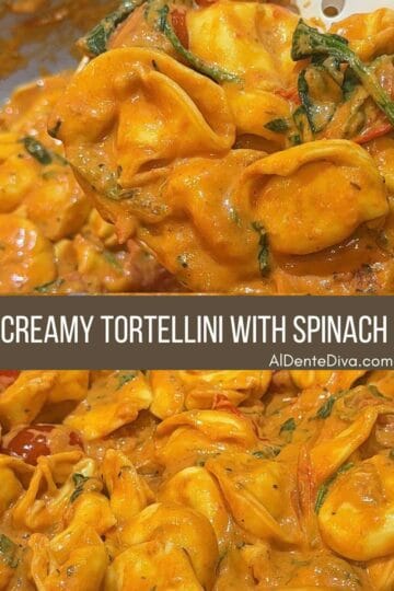 creamy tortellini with spinach cover
