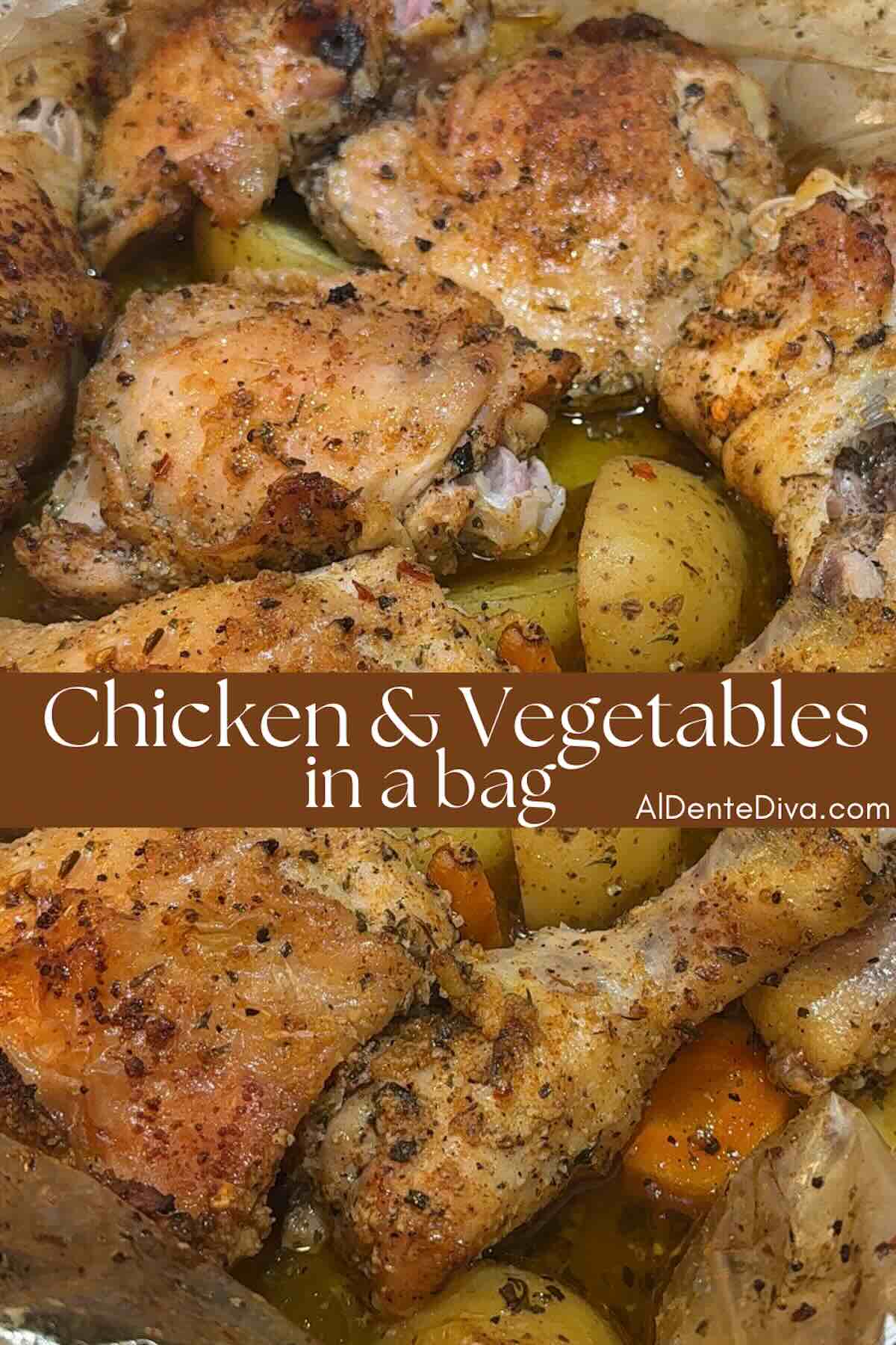 chicken and vegetables in a bag cover
